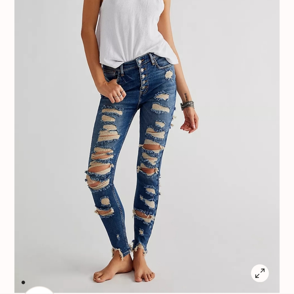 NWT Free People sabrina super skinny jeans pants size 28 - Picture 1 of 4